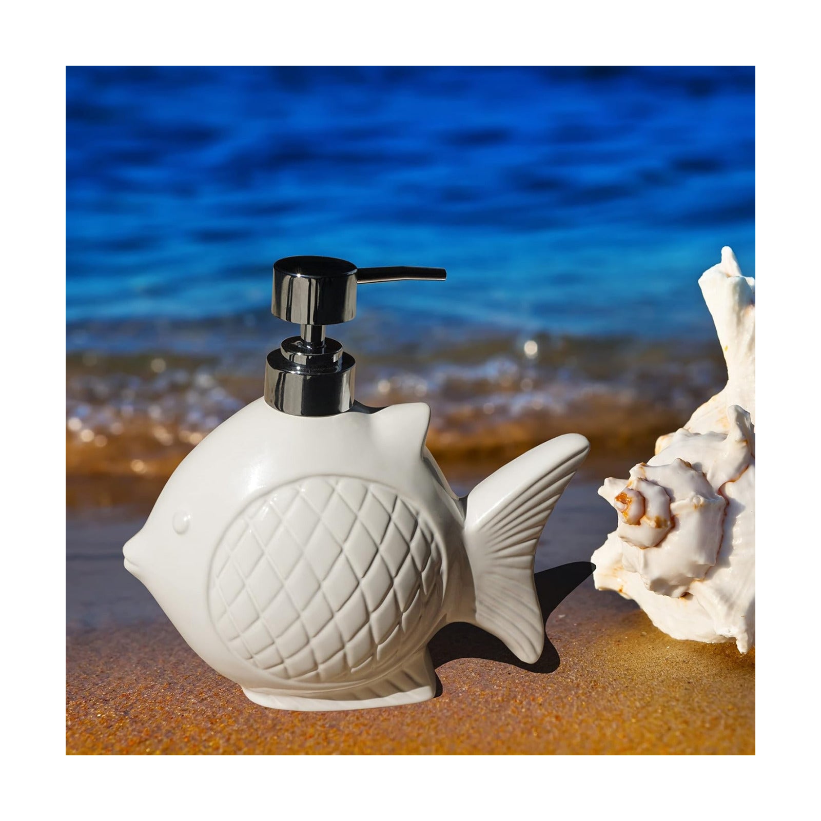 Ceramic Soap Dispenser / Ocean / White