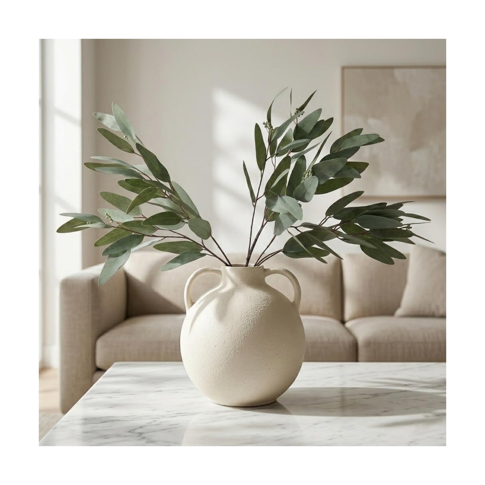 Faux Seeds 31'' Tall Fake Plants Leaves Olive Tree Branches / Eucalyptus with Seed / Set of 3