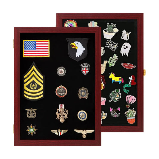 VERANI Pin Display Case Badge Display Frame Large Mahogany for Beach Tags | Flexible layout arrangement,Premium real
