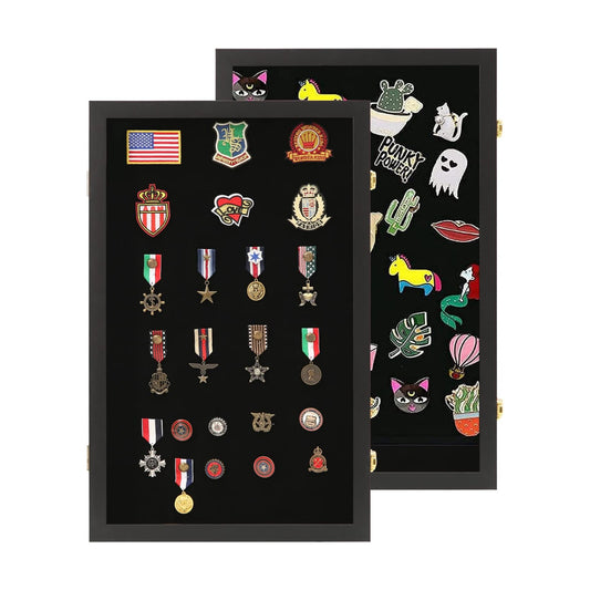 VERANI Pin Display Case Badge Display Frame Oversized Black for Beach Tags | Flexible layout arrangement,Premium real