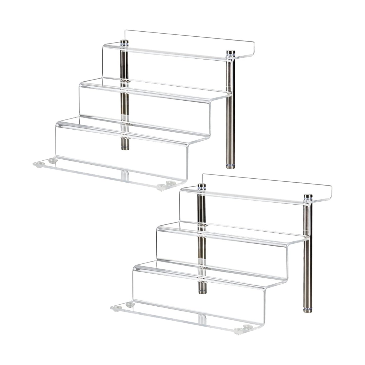 9 x 6 inch Clear Acrylic Display Riser, 4-Step, 2 Pack | Perfume Organizer & Cupcake Stand Shelf, Space-Saving for