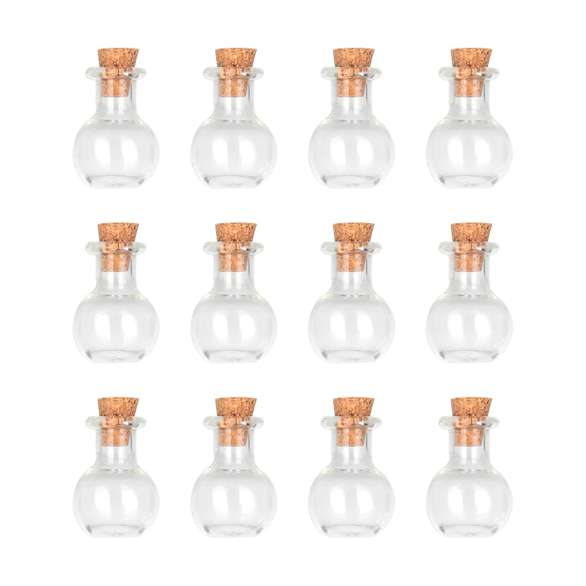 Magic Season Tiny Decorative Glass Bottles 12 Pcs (Tiny Flat-Bottomed Potion Bottles)