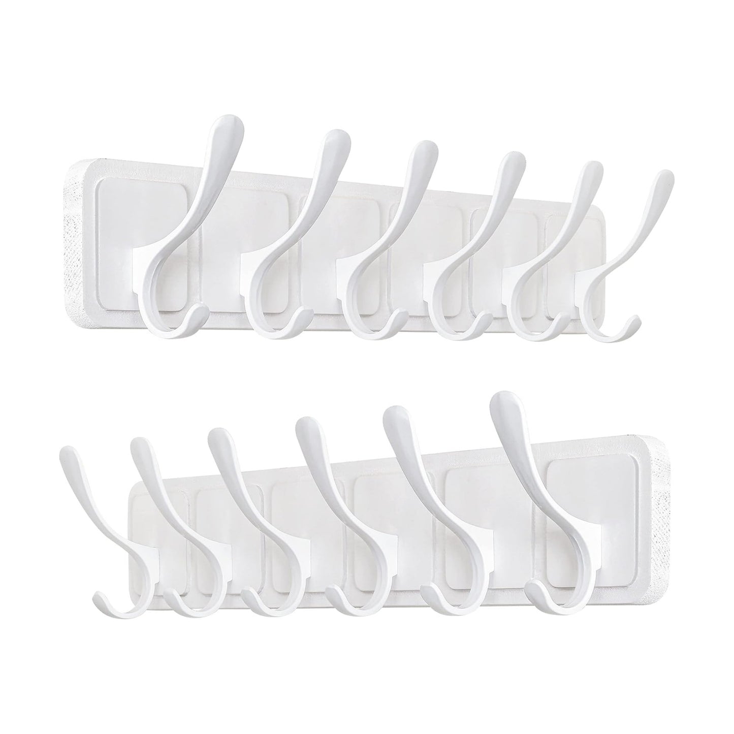 SKOLOO Coat Rack Wall Mount - Scandi-Style Wooden Carved-Block Coat Hook,Pack of 2, Wall Coat Hanger with 6 Hooks for