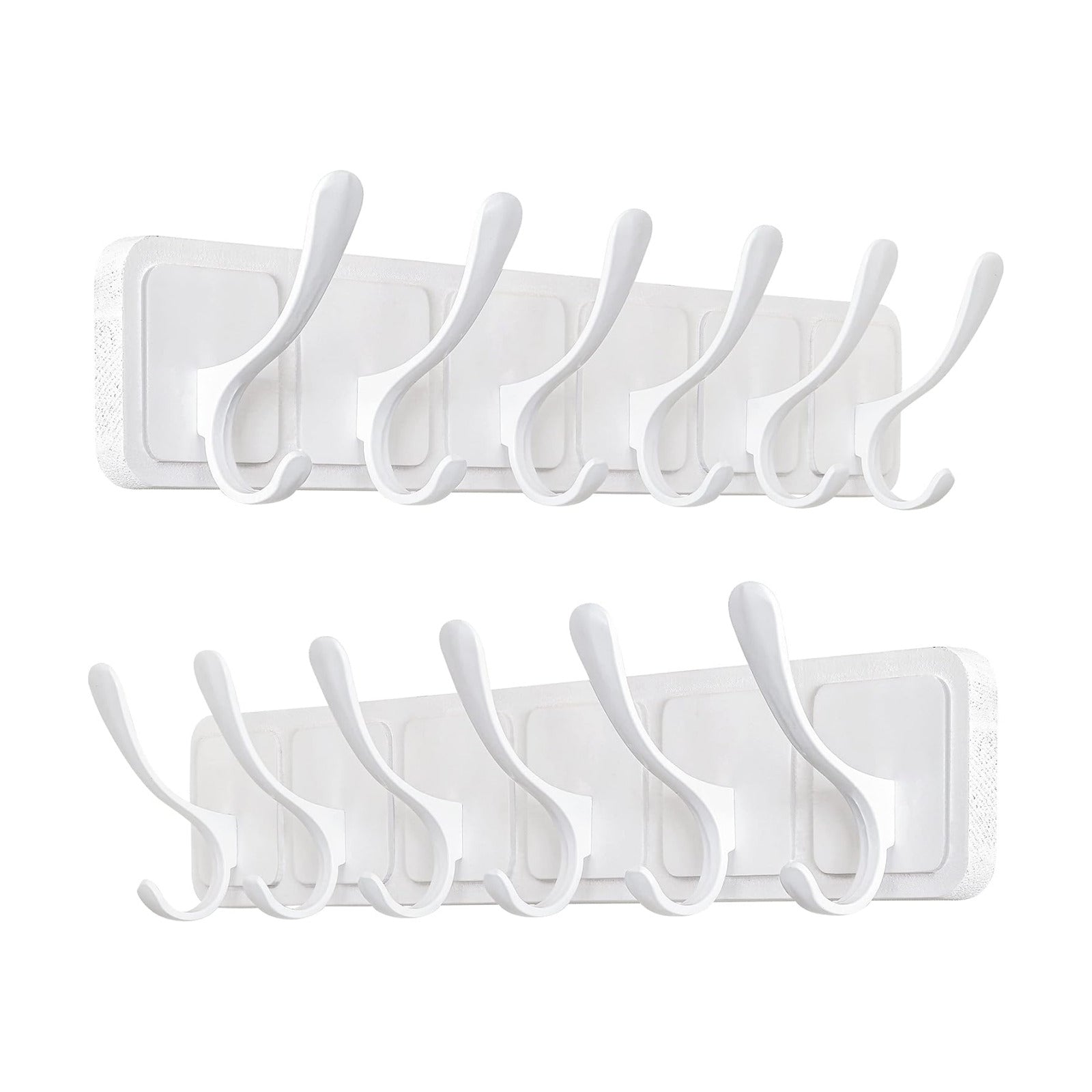 SKOLOO Coat Rack Wall Mount - Scandi-Style Wooden Carved-Block Coat Hook,Pack of 2, Wall Coat Hanger with 6 Hooks for