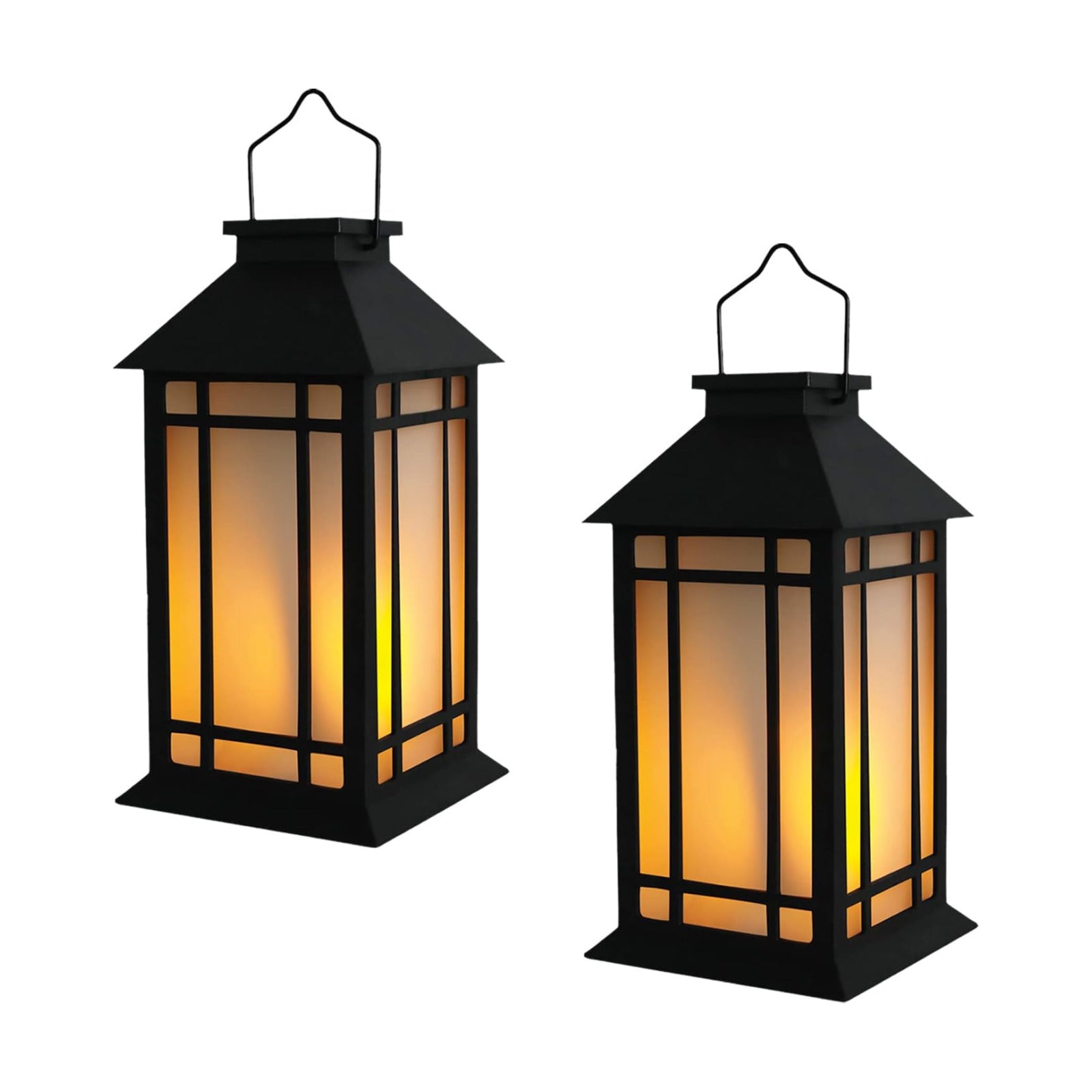 Bdor 13 Inch Outdoor Decorative Lanterns with LED Candle Timer 2 Pack Black | Battery powered convenience, cozy
