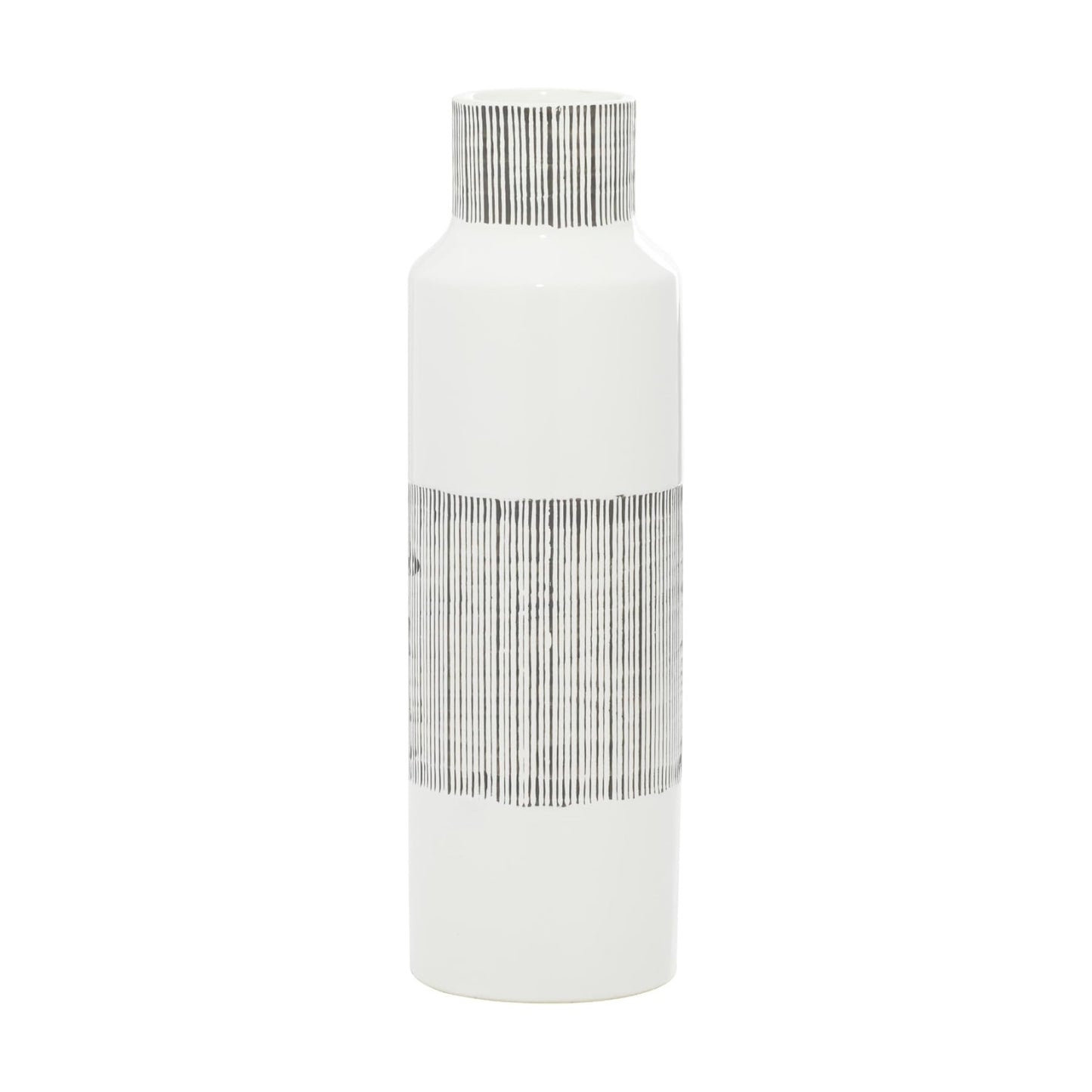 CosmoLiving by Cosmopolitan Ceramic Handmade Decorative Vase Centerpiece Vase / 6 x 6 x 18 / White