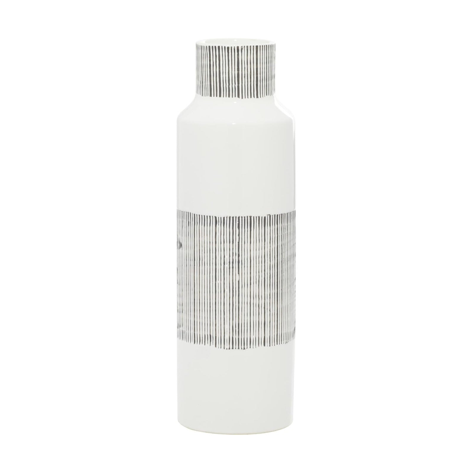 CosmoLiving by Cosmopolitan Ceramic Handmade Decorative Vase Centerpiece Vase / 6 x 6 x 18 / White