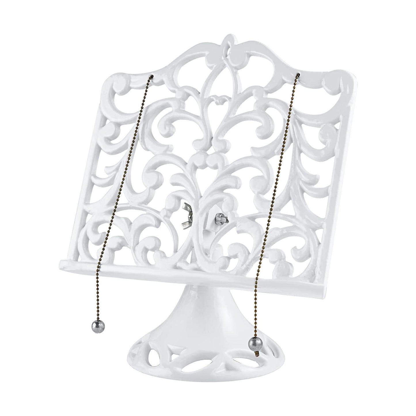 JOGREFUL Adjustable Cast Iron Cookbook Stand, Kitchen Recipe Holder White | Heavy-Duty Book Vintage Holder, Reading