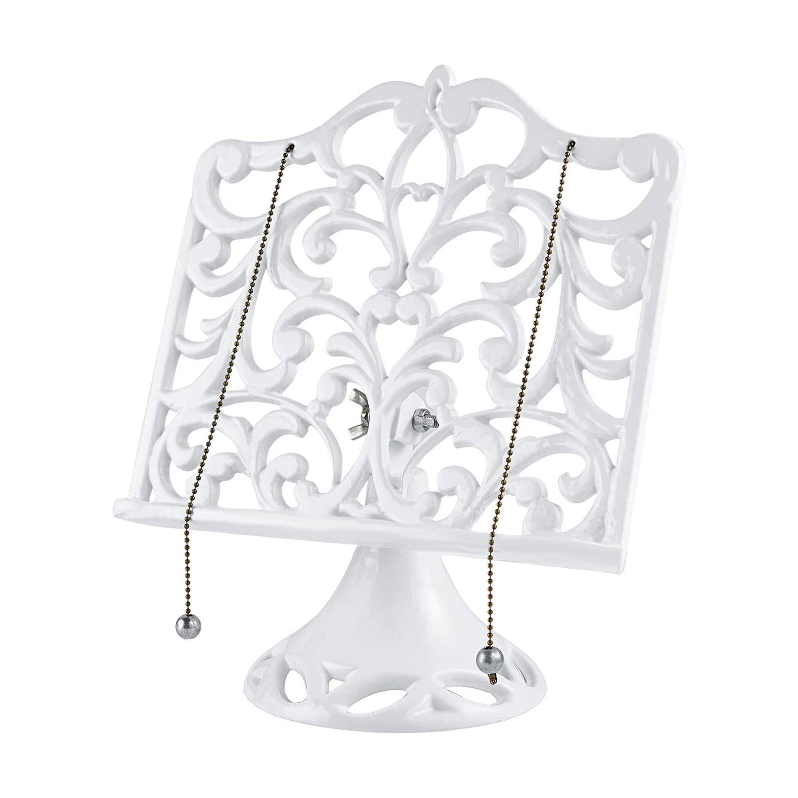 JOGREFUL Adjustable Cast Iron Cookbook Stand, Kitchen Recipe Holder White | Heavy-Duty Book Vintage Holder, Reading