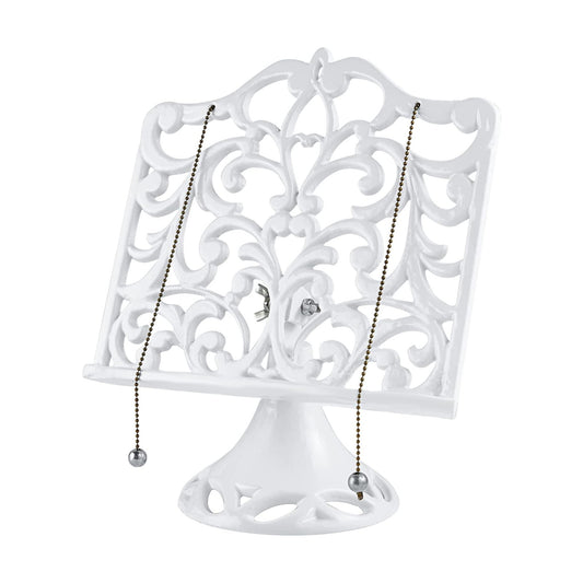 JOGREFUL Adjustable Cast Iron Cookbook Stand, Kitchen Recipe Holder White | Heavy-Duty Book Vintage Holder, Reading