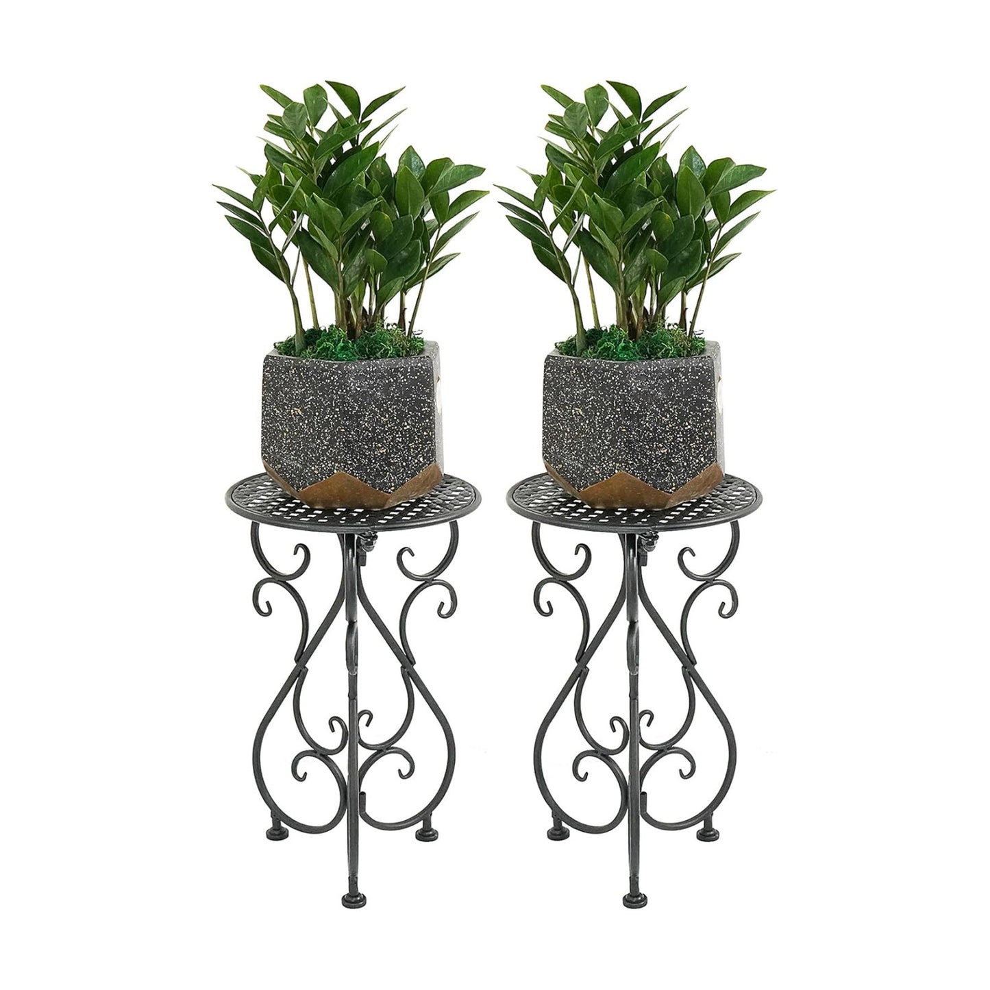 NAKUPE Metal Plant Stands 2 Pack, Heavy Duty Plant Pedestal 17" Tall, Single Flower Pot Holder for Indoor, Outdoor