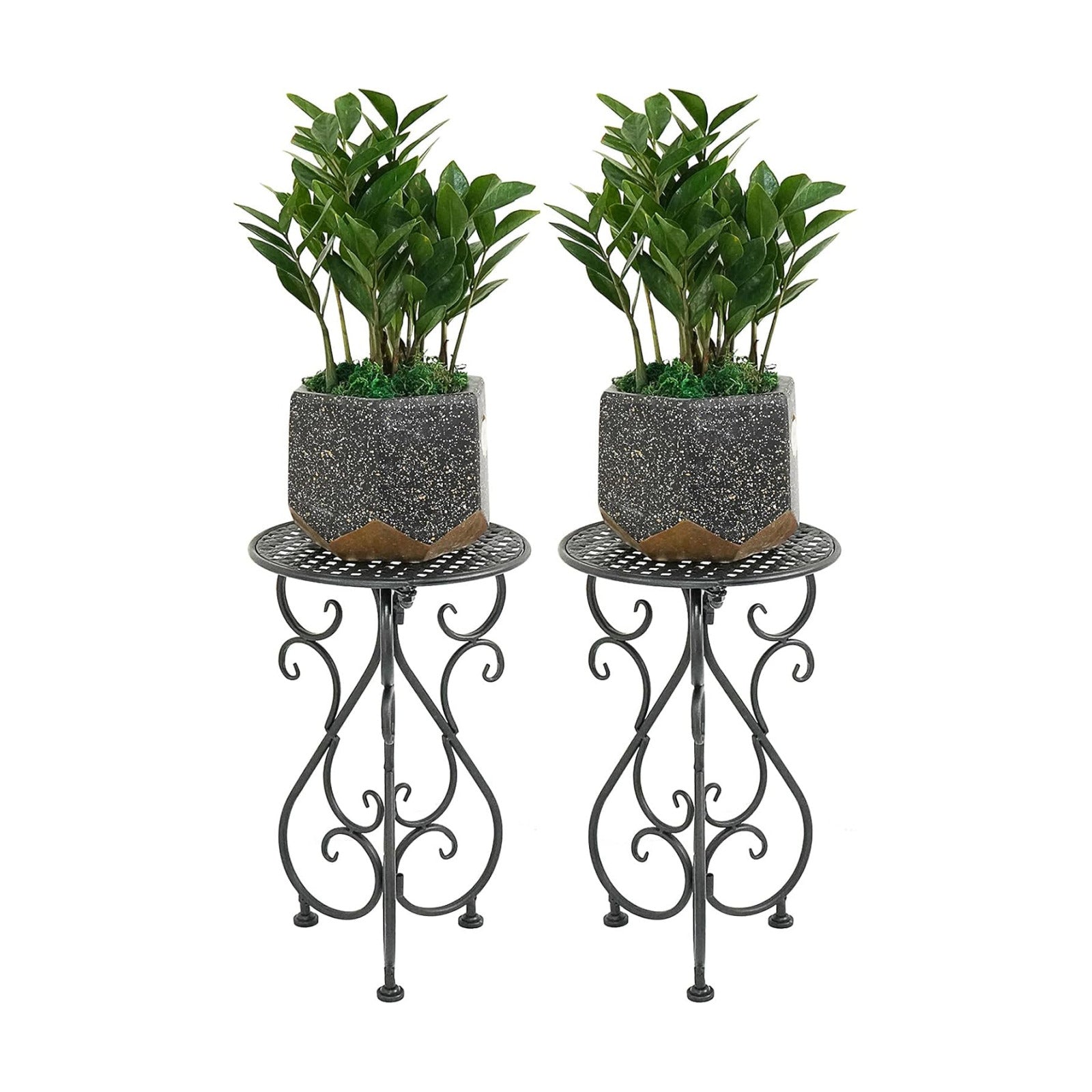 NAKUPE Metal Plant Stands 2 Pack, Heavy Duty Plant Pedestal 17" Tall, Single Flower Pot Holder for Indoor, Outdoor