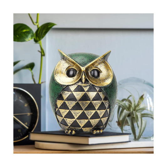 Owl Statue / Owl Decor for Modern Bathroom Bookshelf Bedroom Mantle Living Room Home / Green