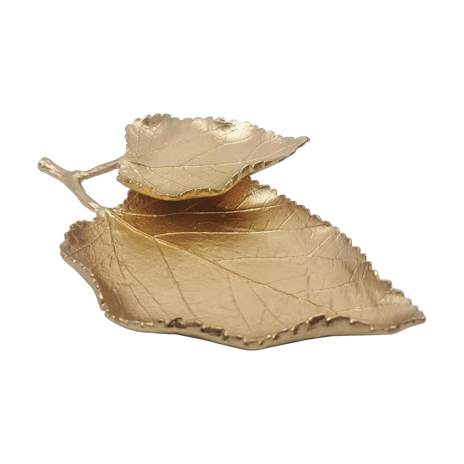 Metal Trinket Dish Leaf Shaped Ring Holder Jewelry Organizer Vanity Dish / Double Mulberry Leaves