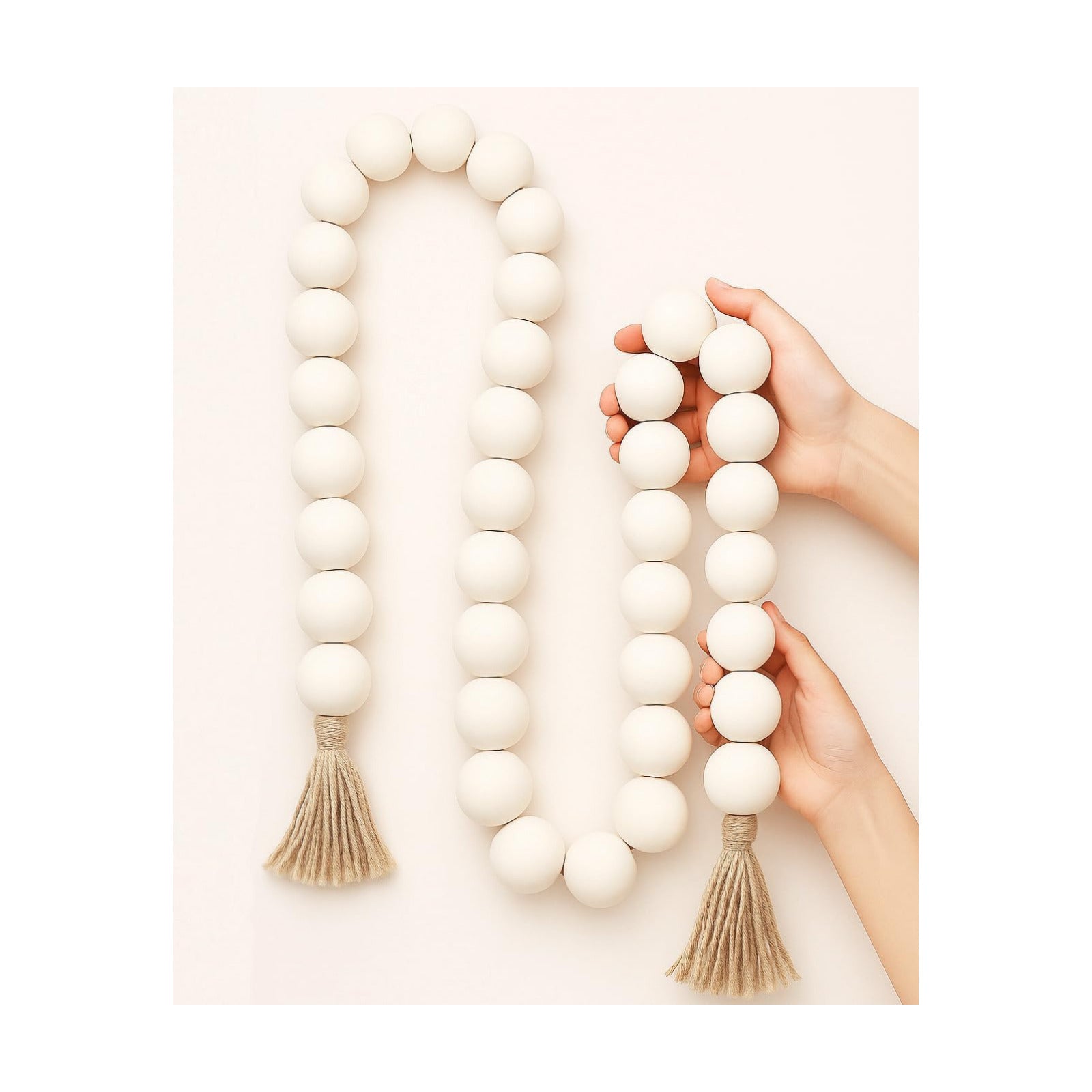 72" Large Wood Bead Garland / Large Natural