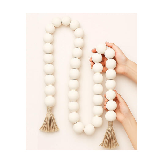 72" Large Wood Bead Garland / Large Natural