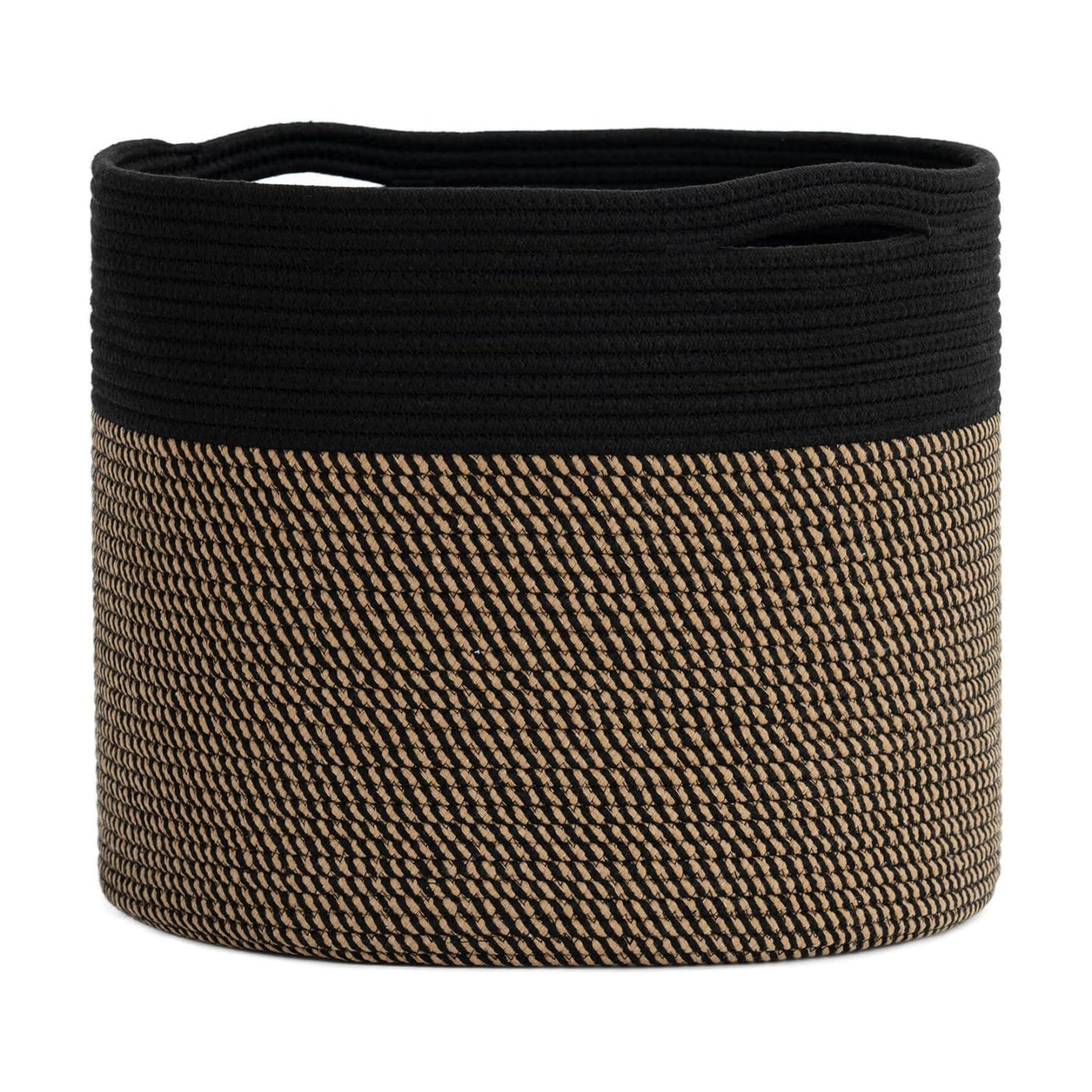 Woven Rope Storage Basket / Black & Mix Jute / 15.8 x 15.8 x 13.8