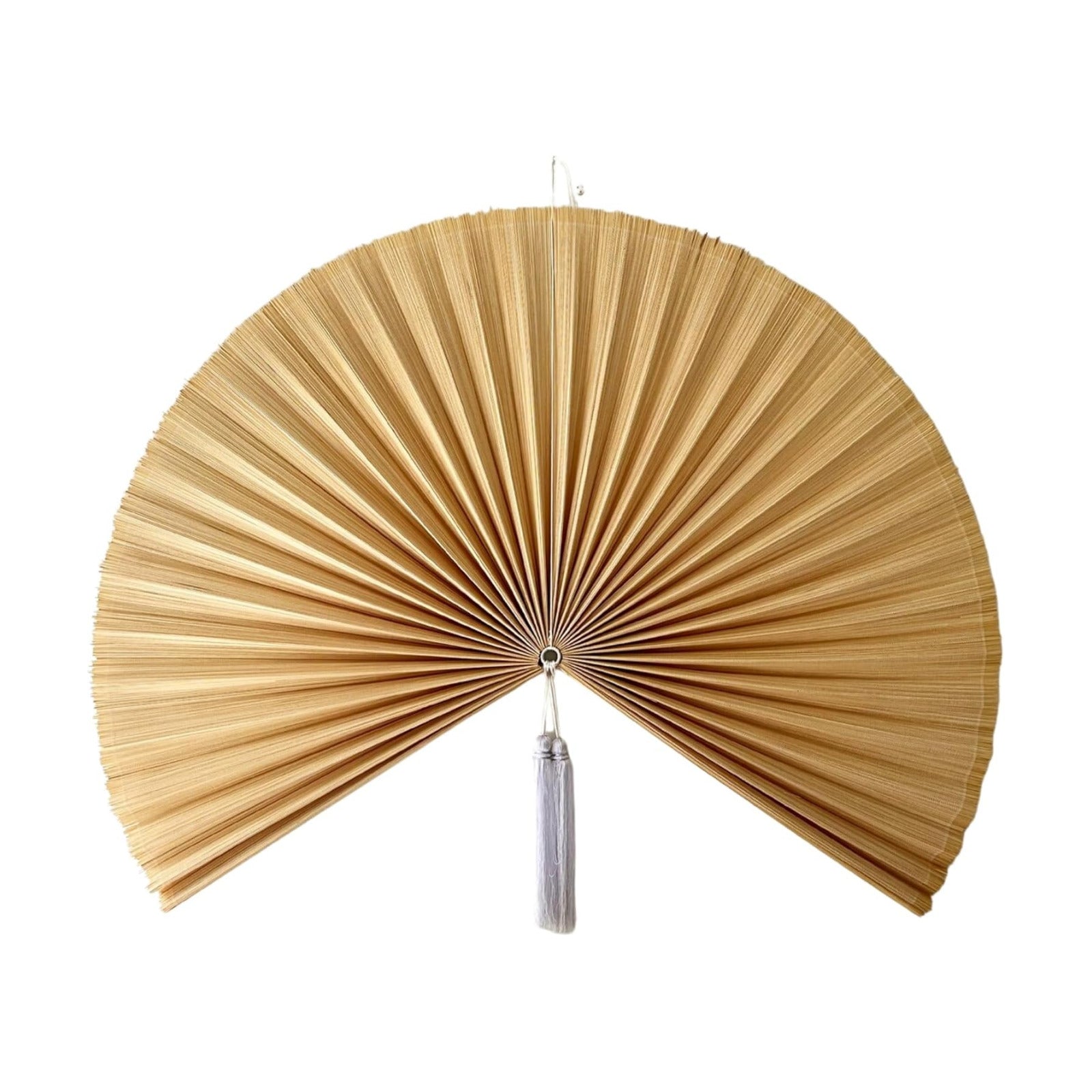 Large Bamboo Fan Wall Art for Boho Hanging Headboard / Ivory / 40inch