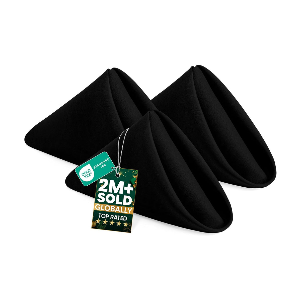 Utopia Home [12 Pack, Black] Cloth Napkins 17x17 Inches, 100% Polyester