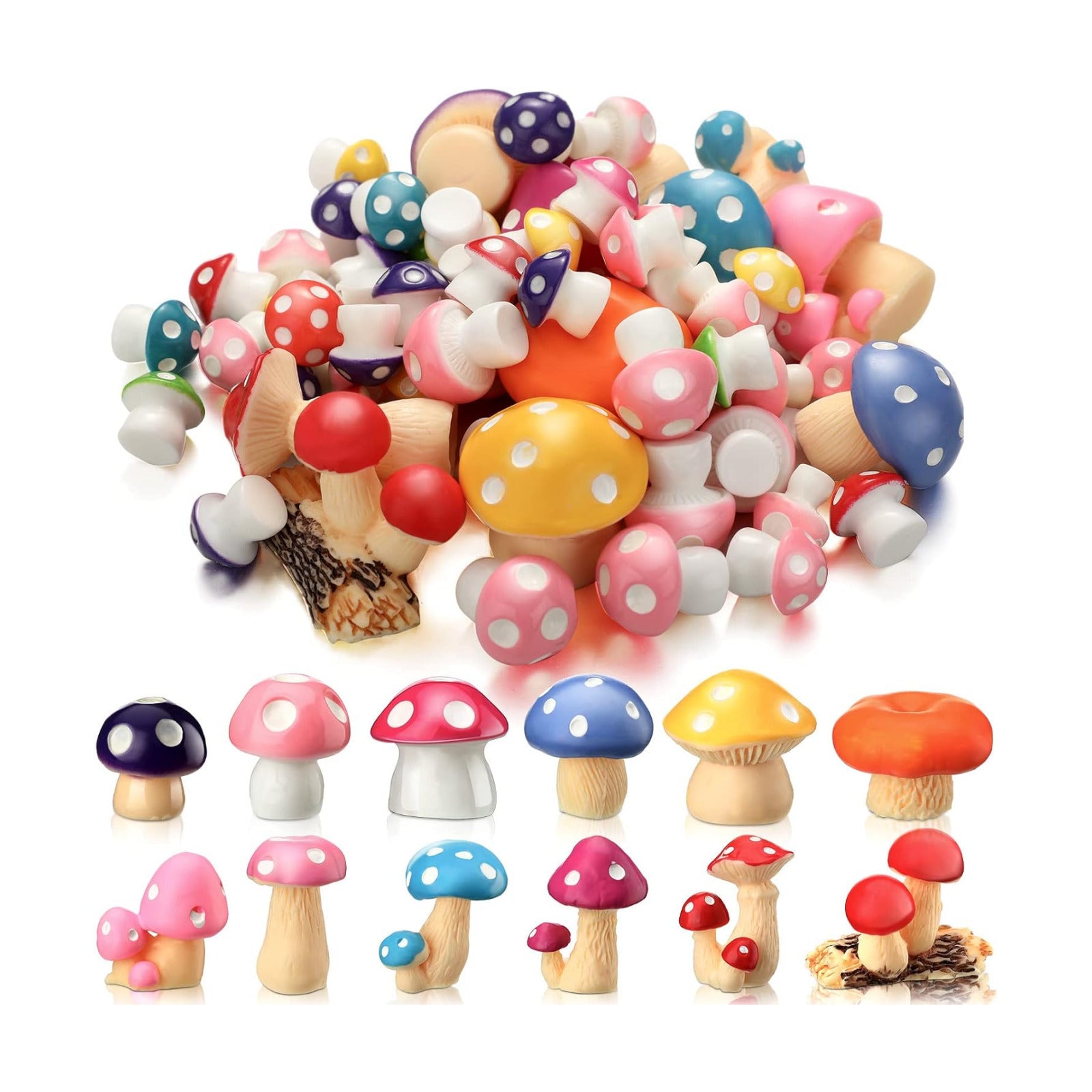 Tiny Mushrooms Bulk Mini Miniature Figurines Fairy Mushroom Decor Garden Mushroom / Set of 120