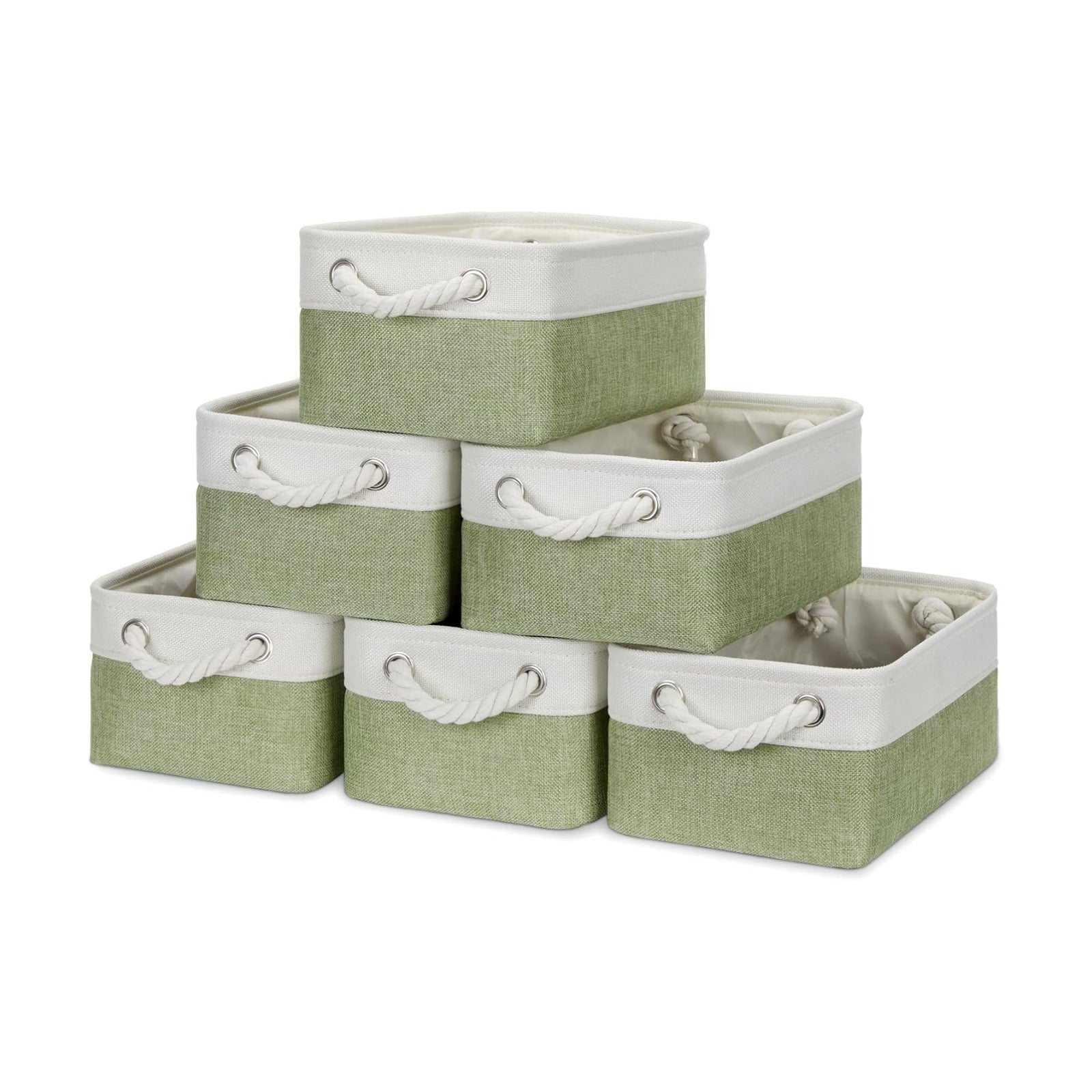 Small Baskets for Organizing Linen Closet Storage Baskets Decorative / Gray,green,white / Set of 6