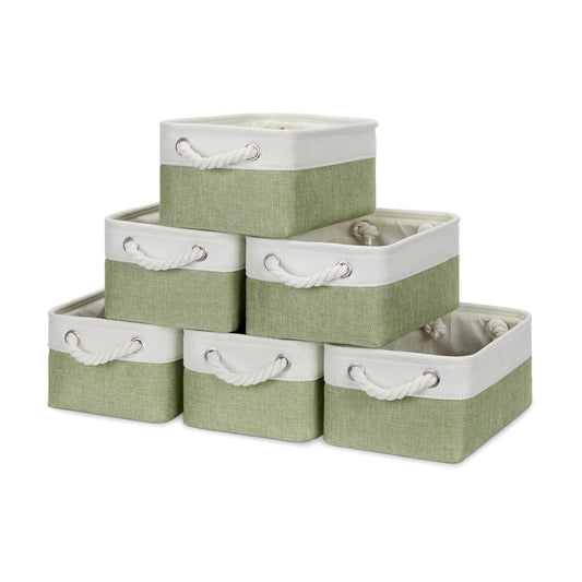 Small Baskets for Organizing Linen Closet Storage Baskets Decorative / Gray,green,white / Set of 6