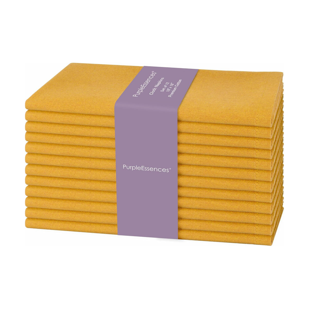 PurpleEssences Cloth Dinner Napkins 18x18 in Set of 12 - Golden Yellow
