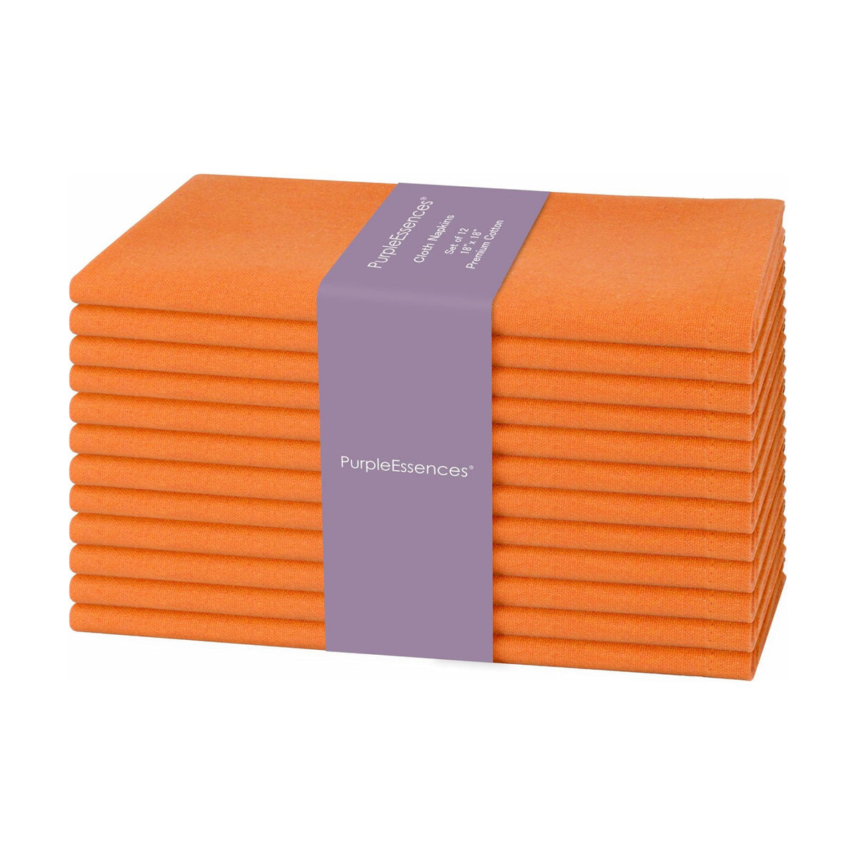 PurpleEssences Cloth Dinner Napkins 18x18 in Set of 12 - Orange