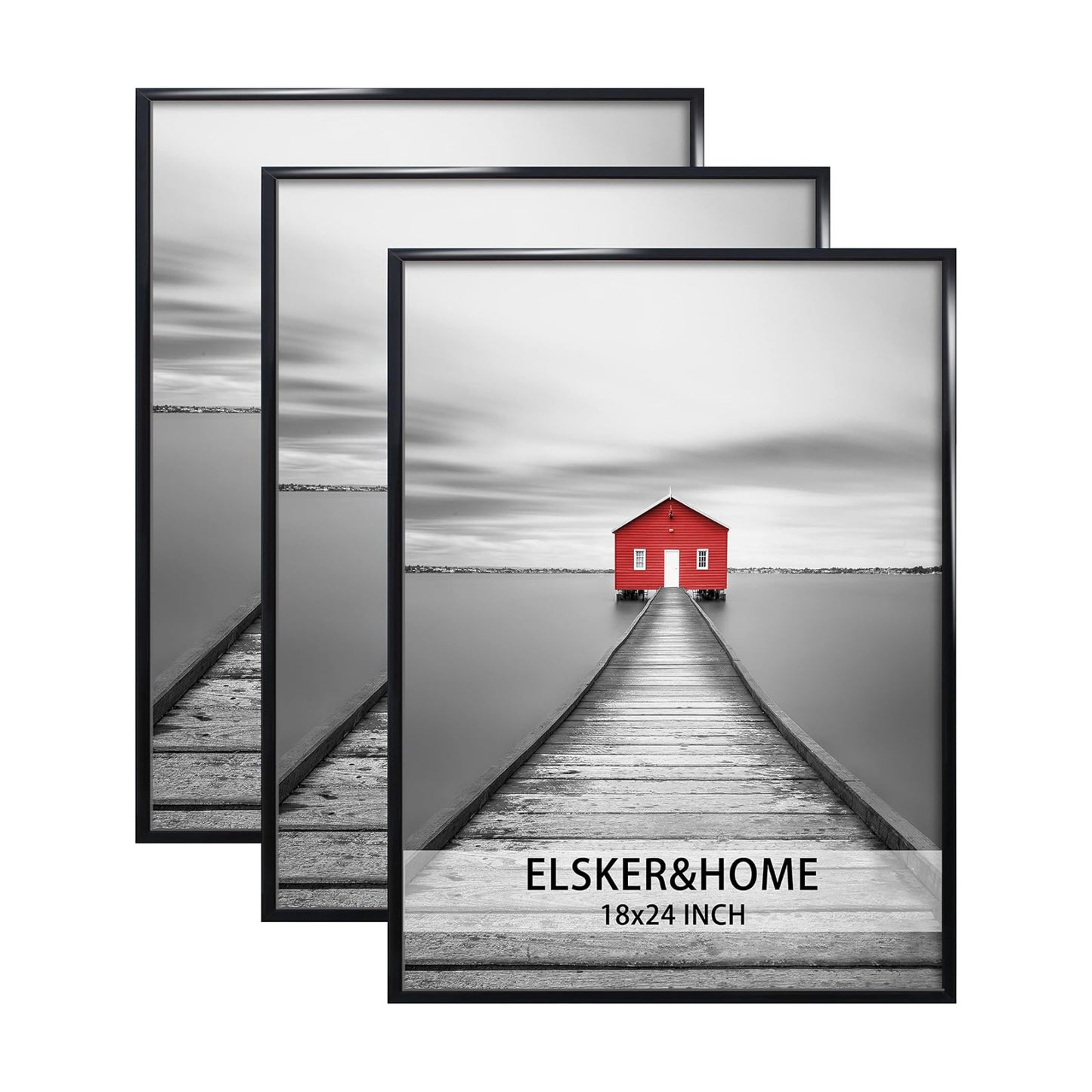 ELSKER&HOME 18x24 Poster Frame 3 Pack, Black | 18 x 24 Picture Frame for Horizontal or Vertical Wall Mounting, Sturdy