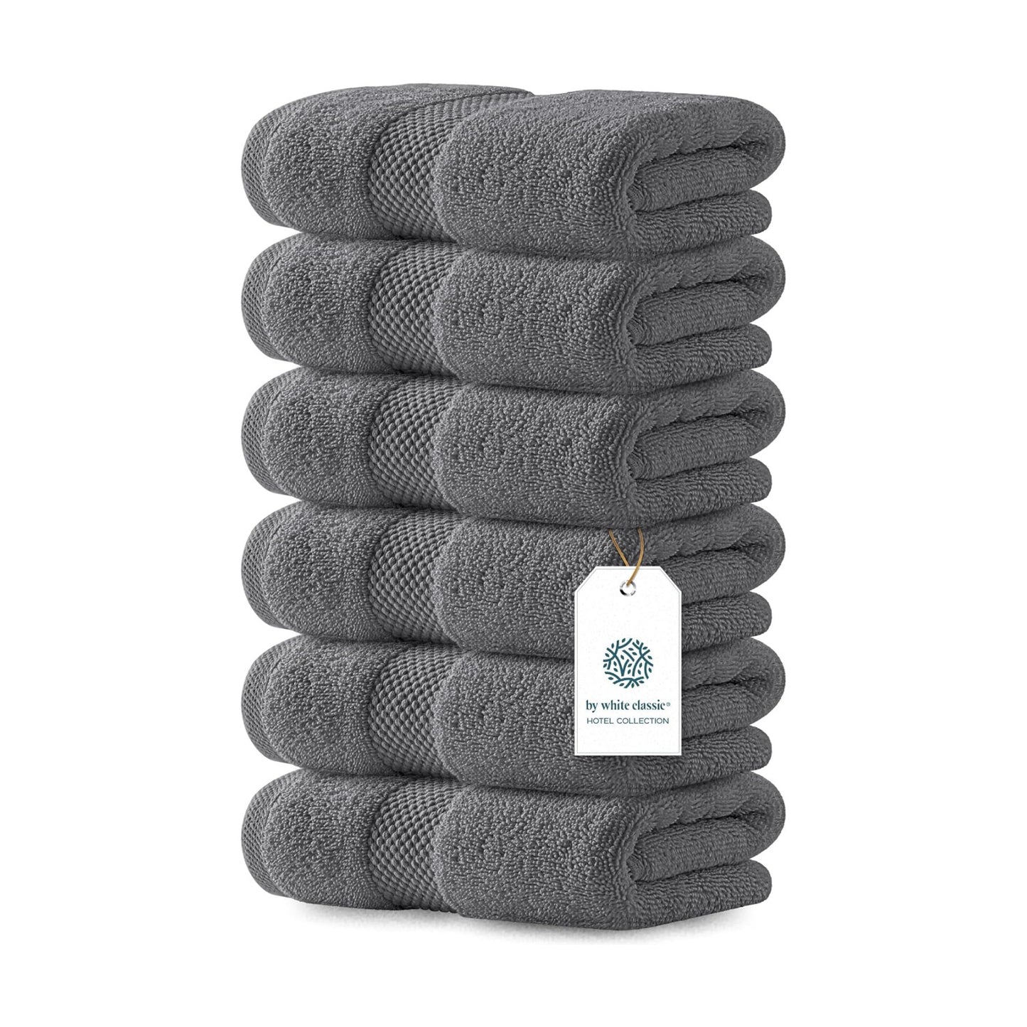 White Classic Luxury Dark Gray Hand Towels - Soft 100% Turkish Cotton | Highly Absorbent Hotel spa Bathroom Towel