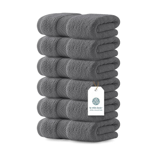 White Classic Luxury Dark Gray Hand Towels - Soft 100% Turkish Cotton | Highly Absorbent Hotel spa Bathroom Towel