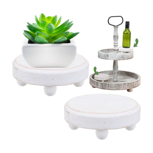 Round Wooden Riser for Decor Vintage Plant Risers Mini Wood Risers Stackable / 4 Inch / Set of 2