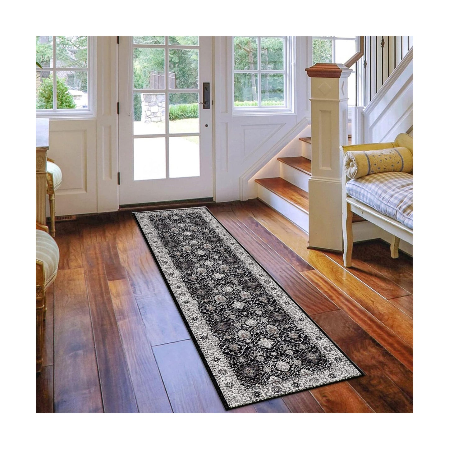 Hallway Washable Runner Rug - 2x7 Kitchen Rugs Entryway Rug Runner Vintage Soft Floor Mat Non Slip Indoor Farmhouse