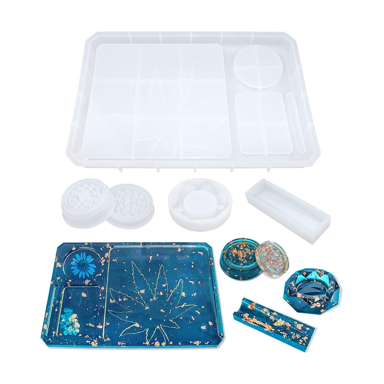Large Rolling Tray Mold and Grinder Mold for Grind and Storage / Set of 5