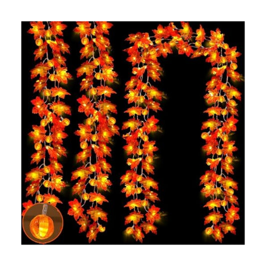 3 Pack Timer Fall Garland with Pumpkin Lights 30Ft 60LED Pumpkin Garland