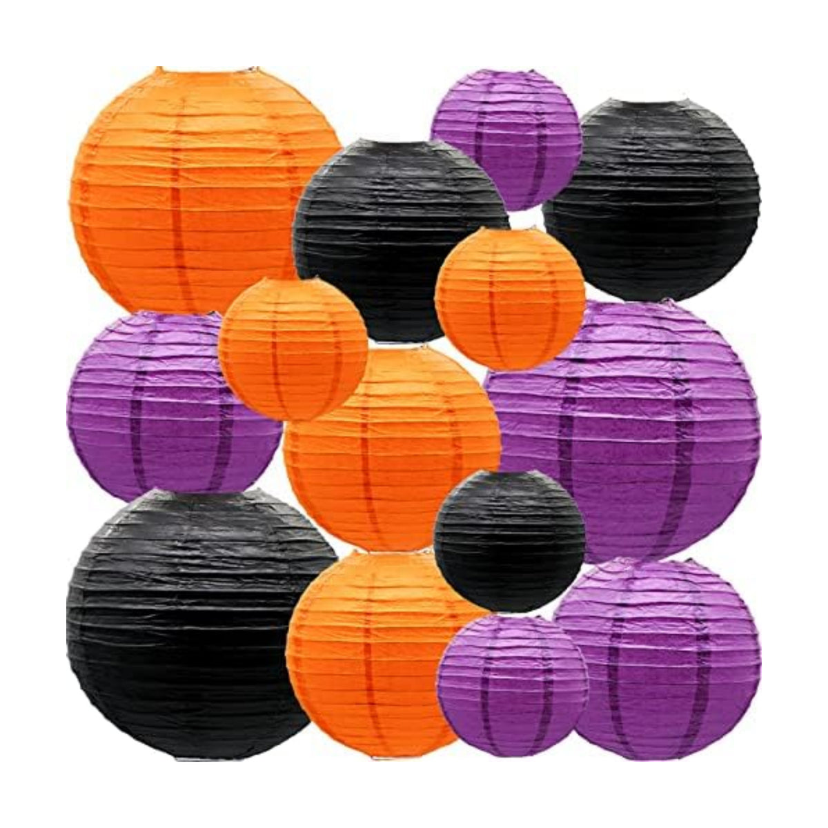 Halloween Paper Lanterns, 14 Pcs Black Orange Purple Hanging Decor