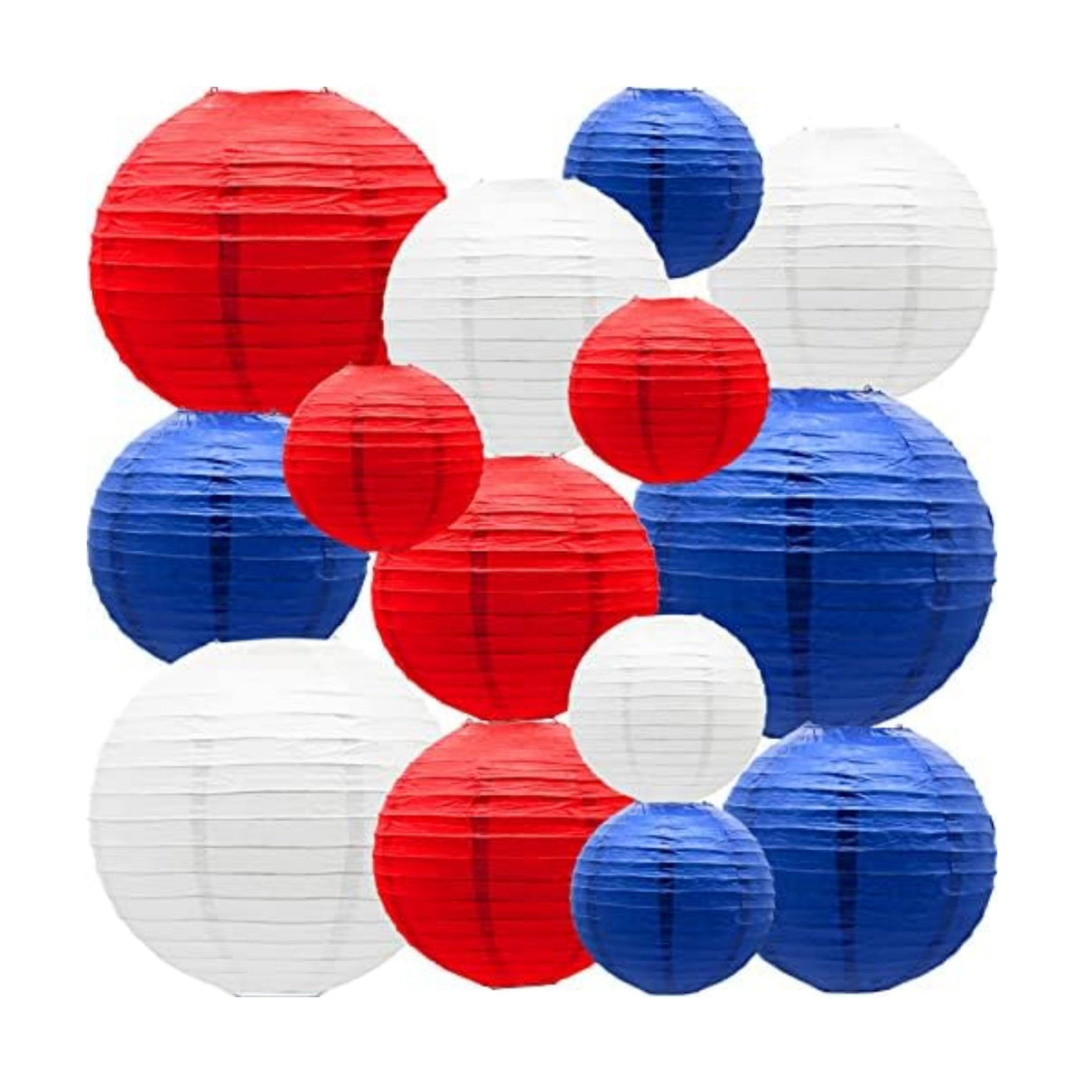 YIOTJUNL 14 Pcs Red White Blue Hanging Paper Lanterns Patriotic Party Decor