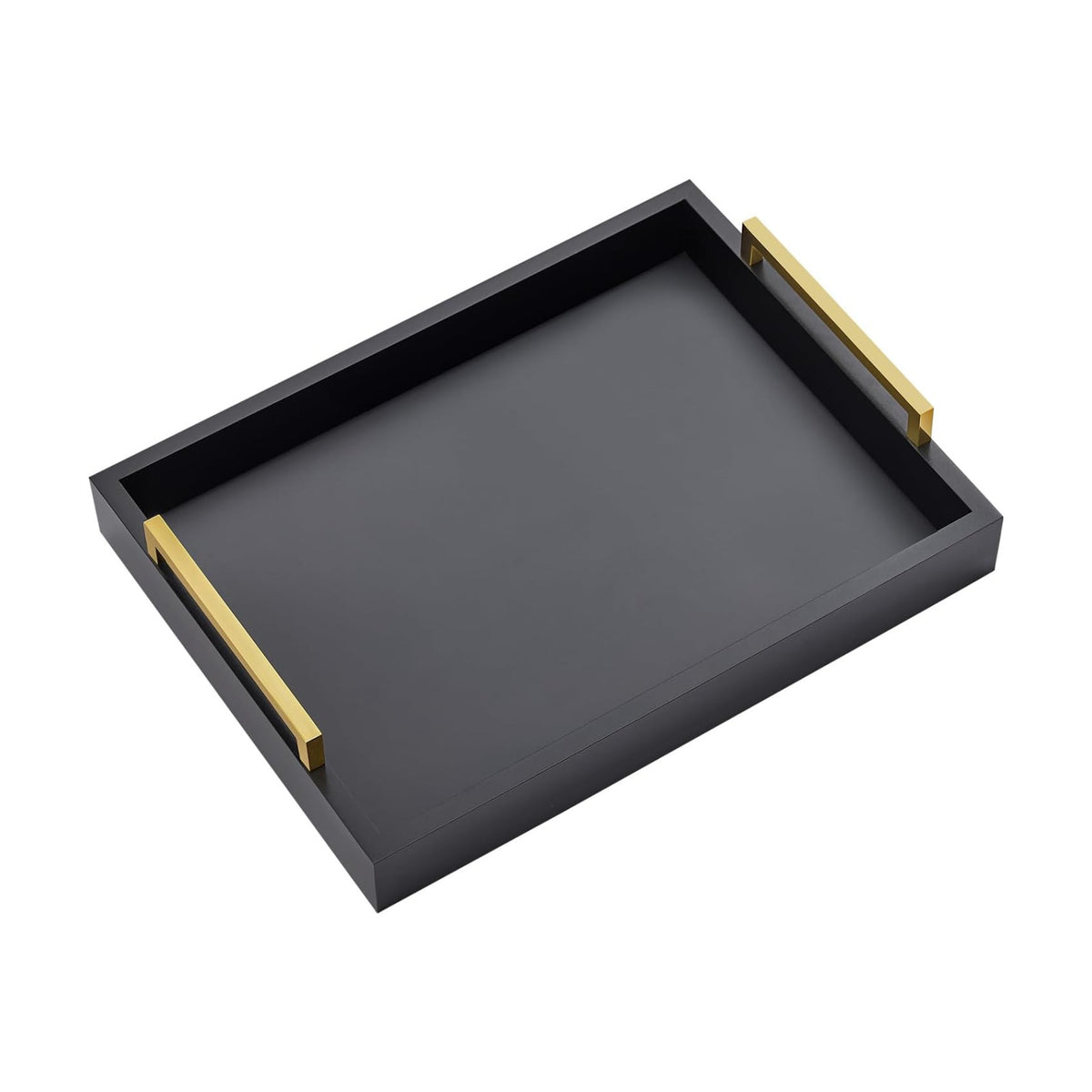 16"x12" Serving Trays with Handles, Black Decorative Serving Tray, Ottoman Trays for, Living Room, Bathroom, and Outdoors Decorative Trays (Black)
