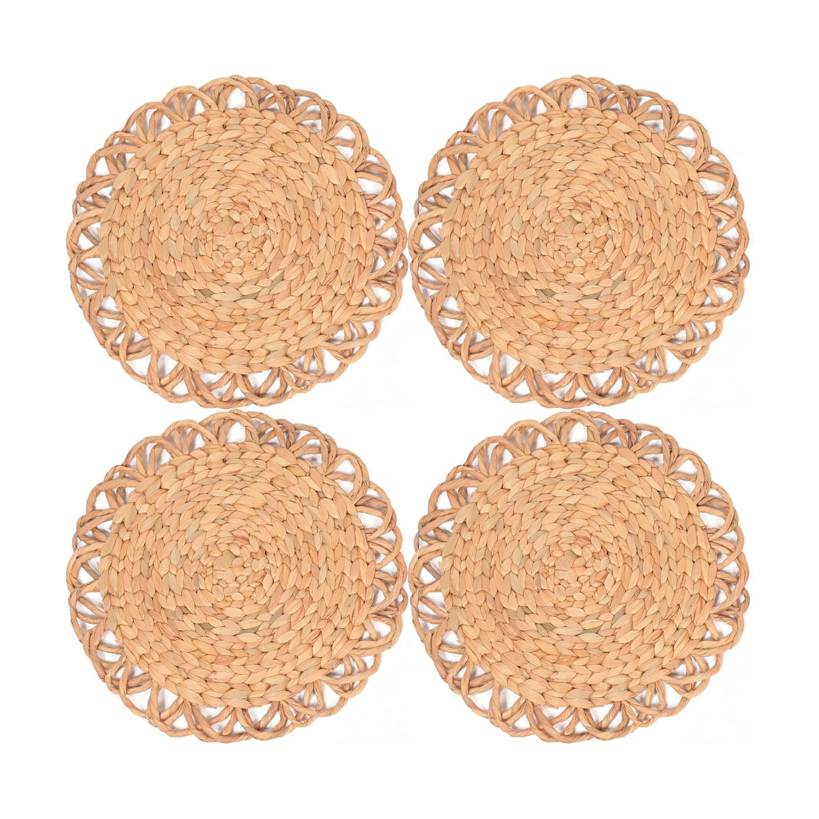 Round Woven Placemats Set of 4, Water Hyacinth Rattan Placemats for Round Table, Plate Chargers for Dinner Plates