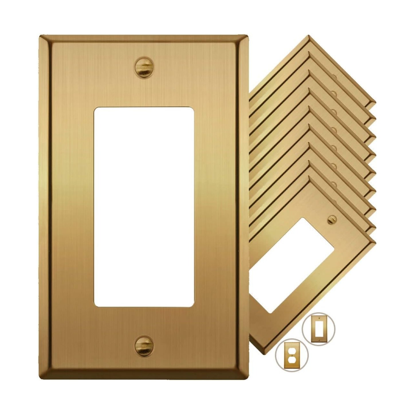 Rio Salto BRASS Light Switch Cover Plate Gold Outlet Covers Brushed Brass Rocker Switch Plate Decorator Paddle GFCI