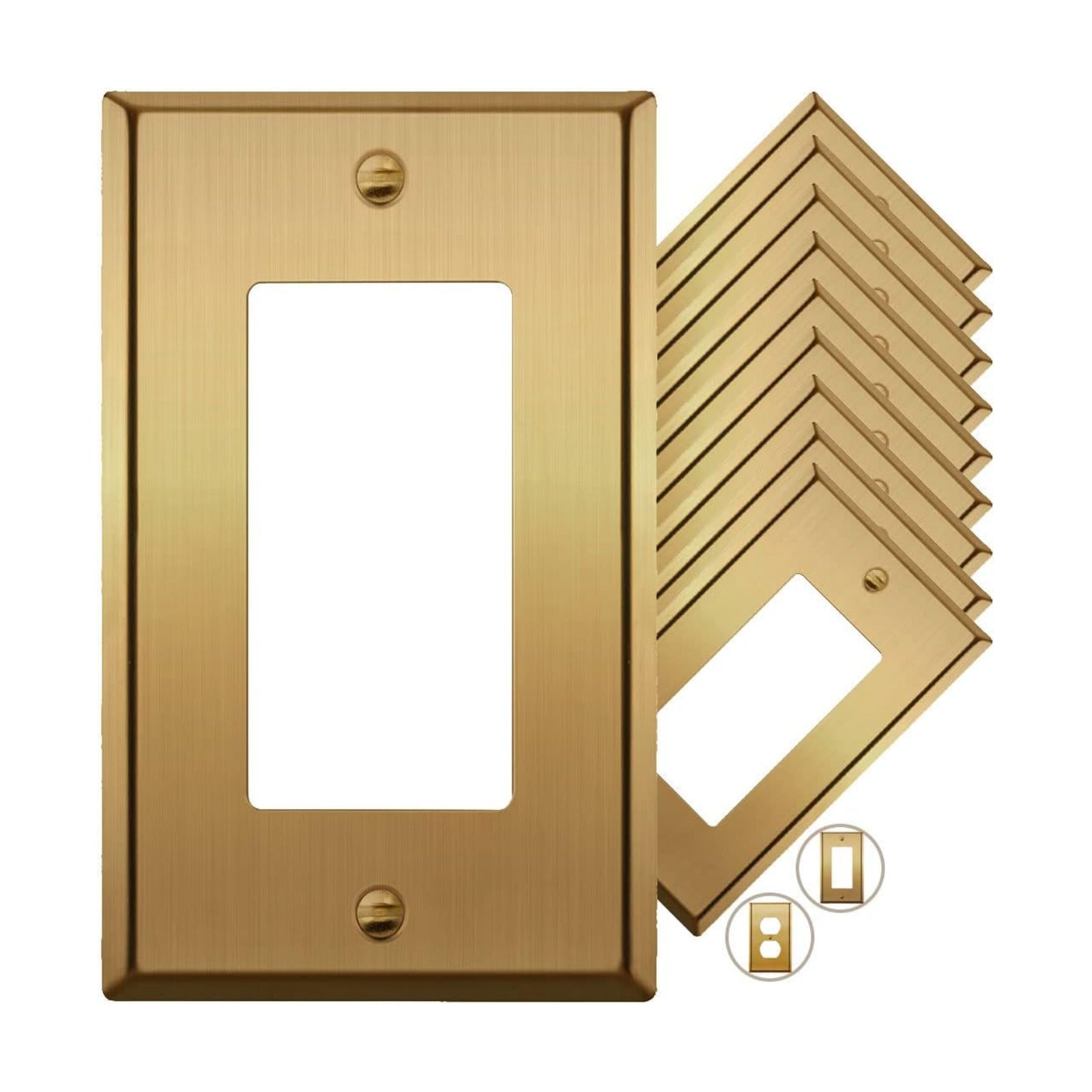 Rio Salto BRASS Light Switch Cover Plate Gold Outlet Covers Brushed Brass Rocker Switch Plate Decorator Paddle GFCI