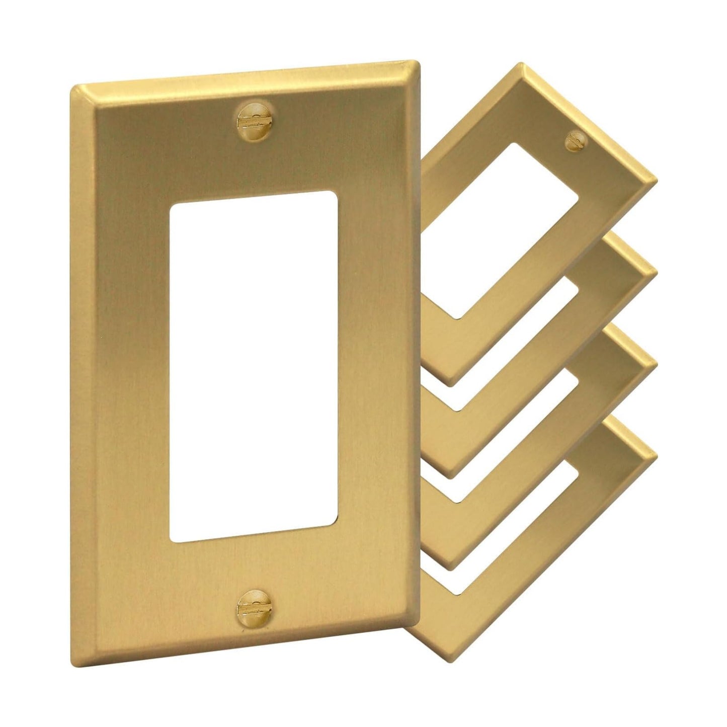 Rio Salto BRASS Decorative Light Switch Cover Plate Brass Gold Outlet Covers 5 Pack Rocker Switch Plate Decorator