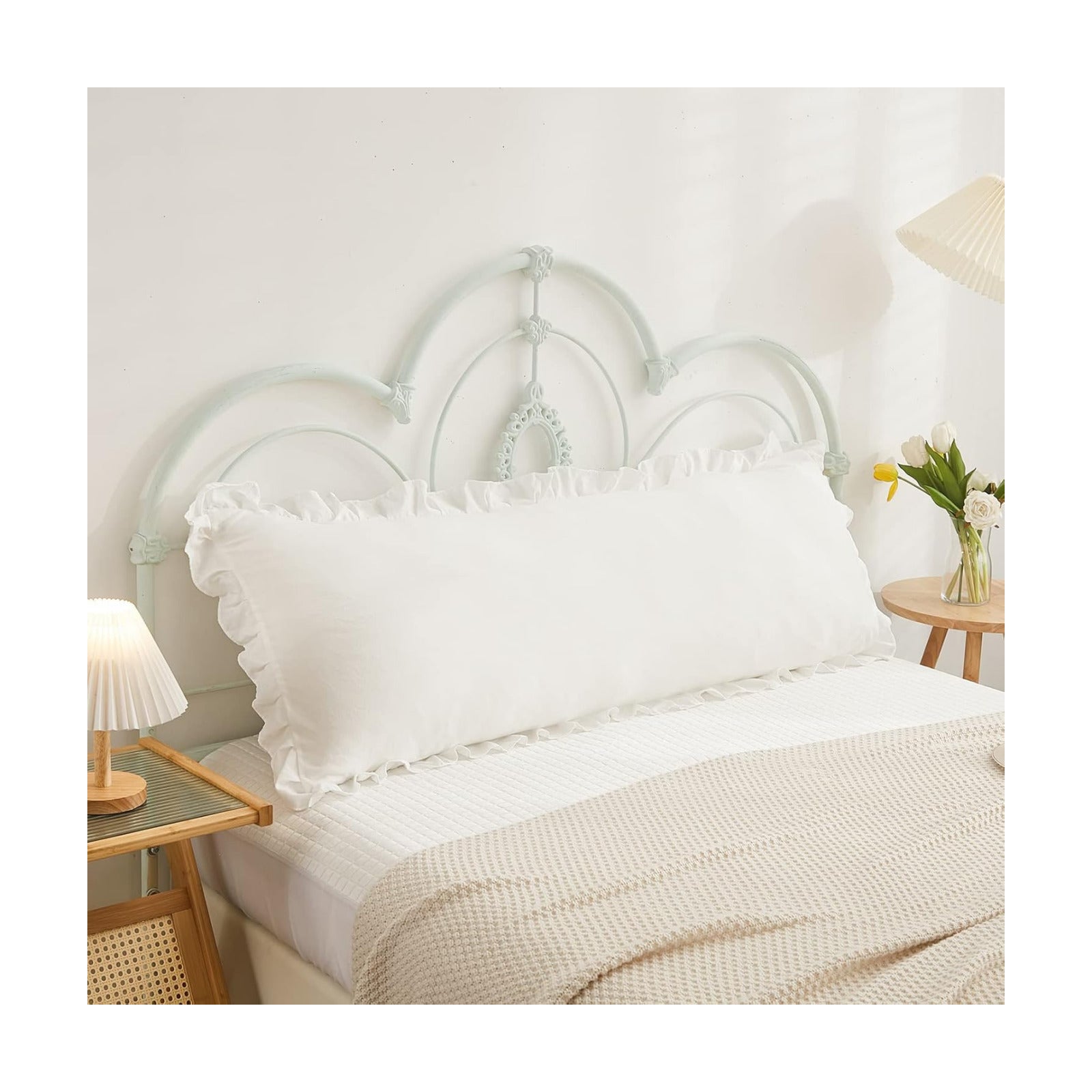 Ruffled Fringe Decor Sham / Body / White / 20 x 54
