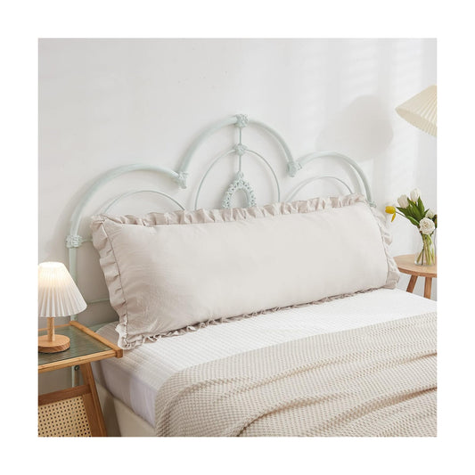 Grey Pillow Cover Long Pillowcase Ruffled Pillowcases Shabby Chic Ruffled / Body / Beige / 20 x 54