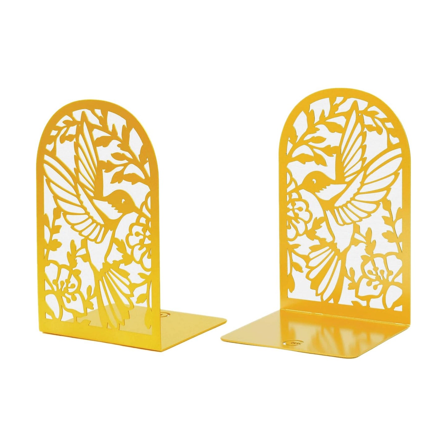 Metal Bookends / Heavy Book Stoppers / Hummingbird Gold