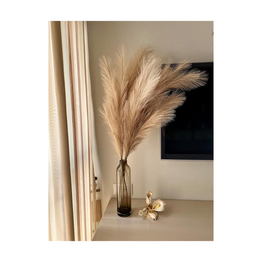 Artificial Large Pampas Grass Decor for Floor Vase / Coffee & Cream / 3.6 ft / Set of 4