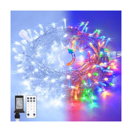 JMEXSUSS 100 LED Cool White & Multicolor Christmas Lights Indoor