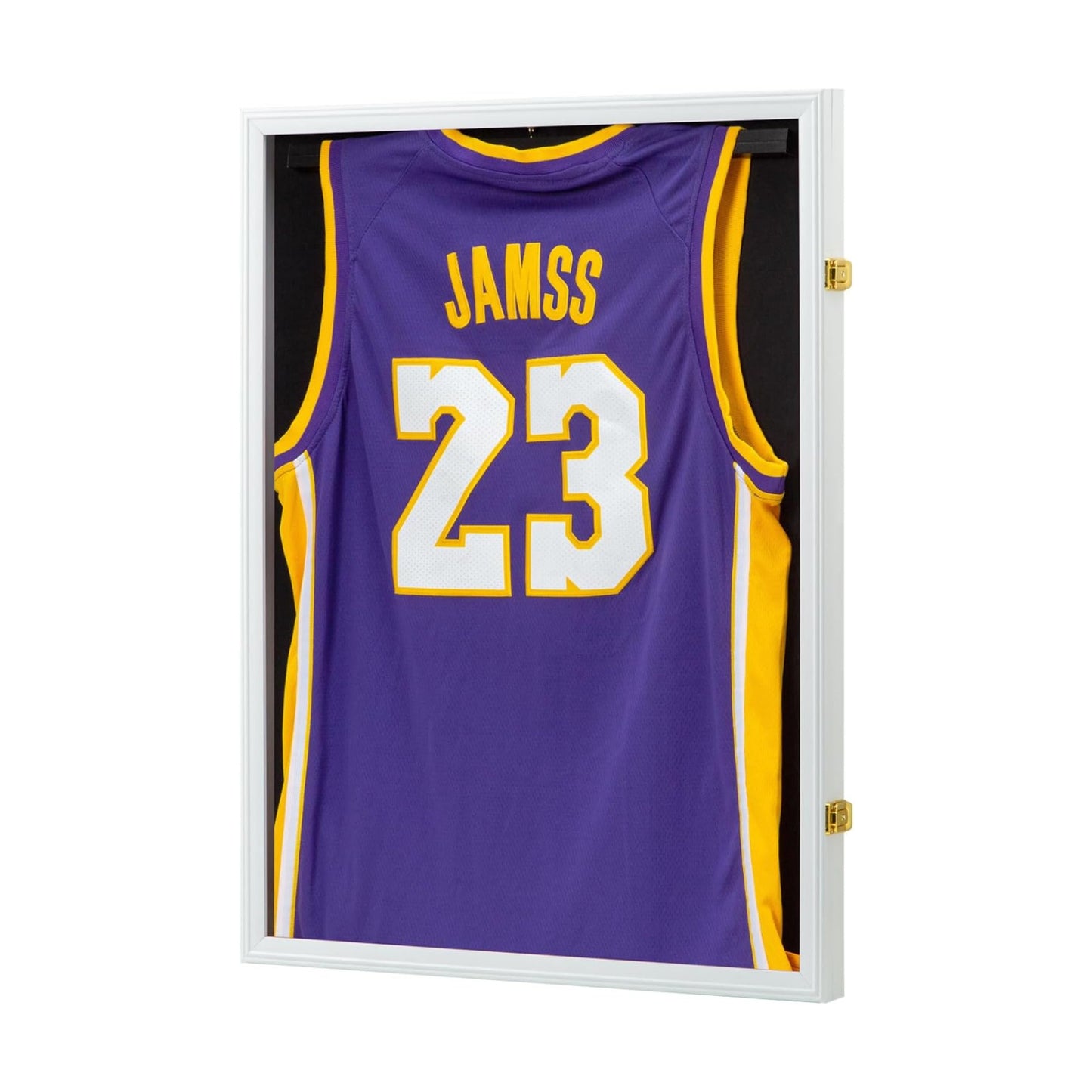 Large Shadow Box Sports Jersey Frame for Sport Jersey Display, White | shatterproof acrylic, anti-theft gold