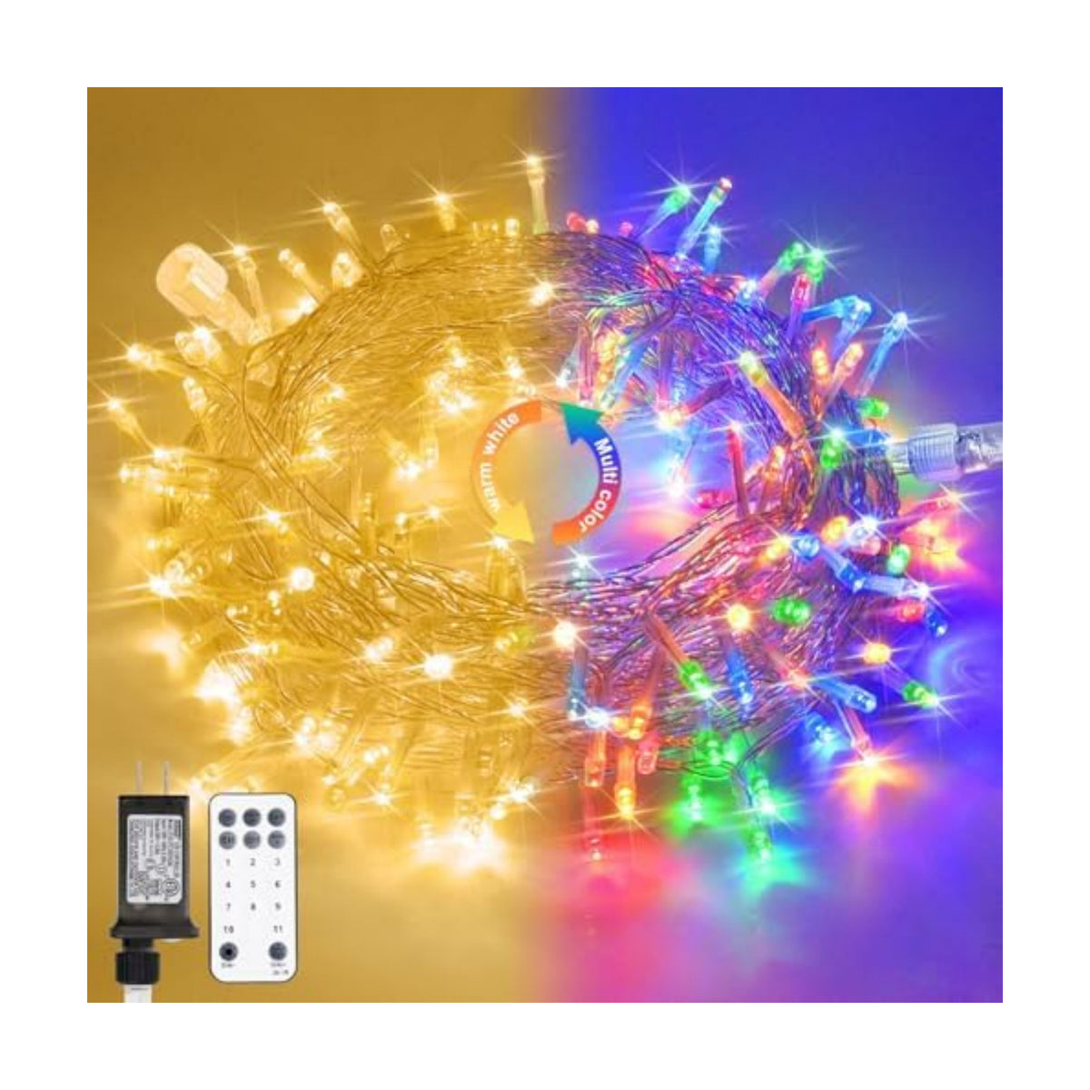 JMEXSUSS 100 LED Warm White & Multicolor Color Changing String Lights