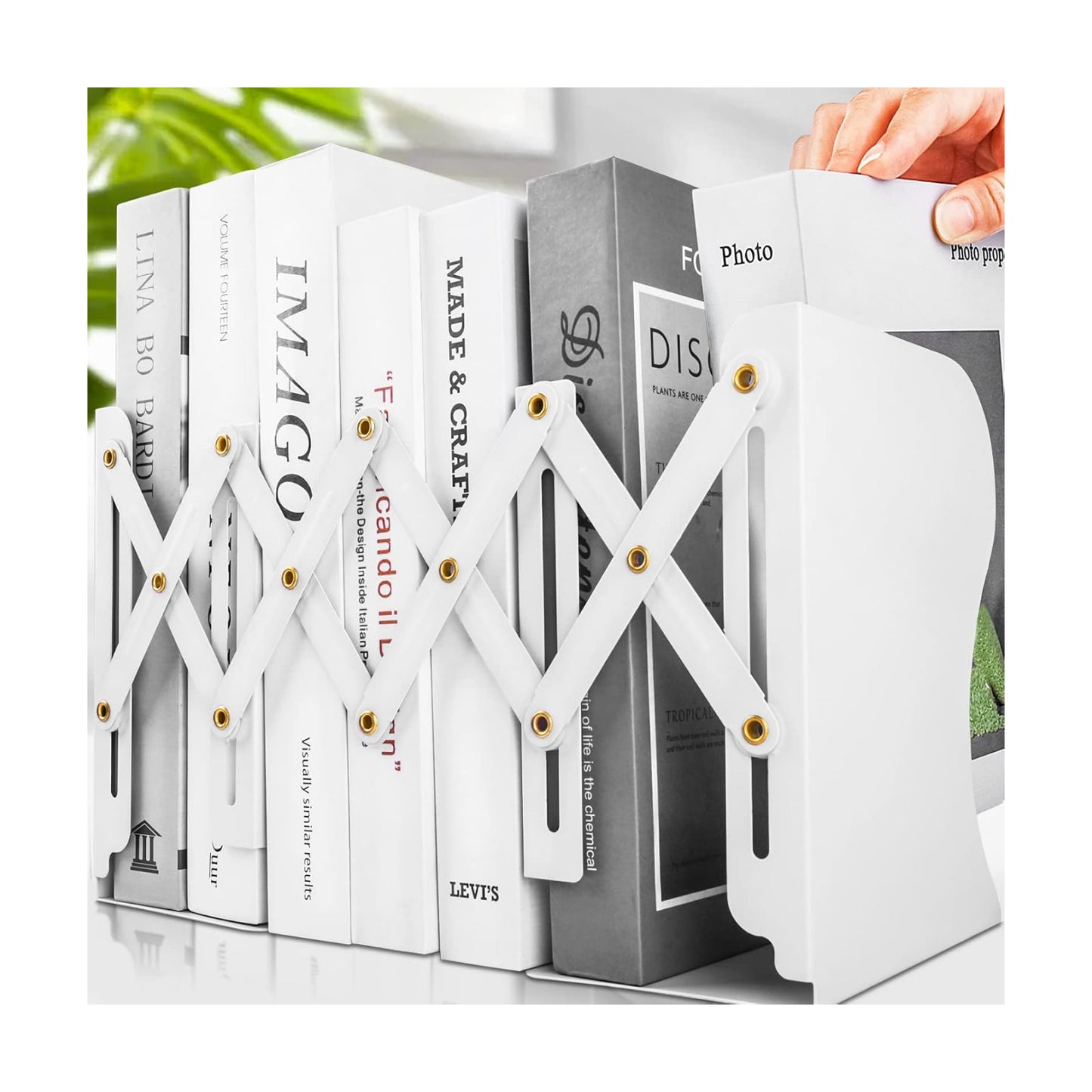 Metal Bookends / Non Skid Book Ends to Hold Books / White